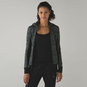 LULULEMON Daily Practice Jacket Space Dye Twist Dark Slate Fatigue Green / Black